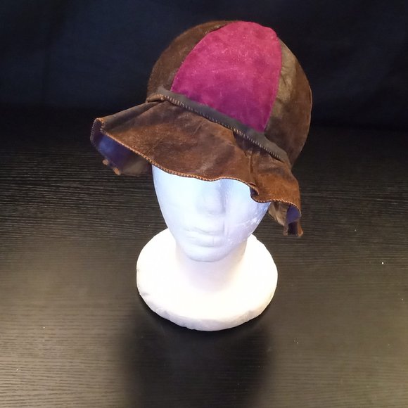 Vintage 60\'s REVERSIBLE Leather / Suede Handmade Bucket Hat main image 9